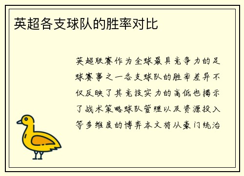 英超各支球队的胜率对比