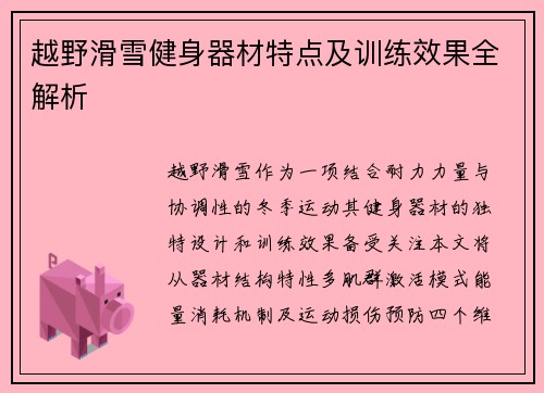 越野滑雪健身器材特点及训练效果全解析
