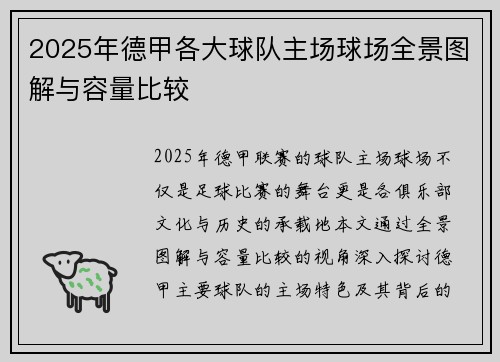 2025年德甲各大球队主场球场全景图解与容量比较